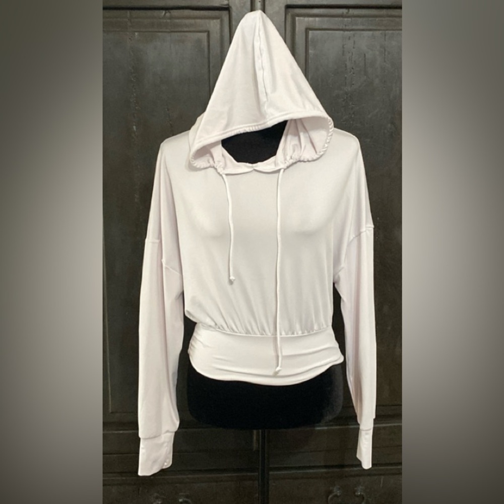 Shein white longsleeves Hoodie top with bag - Size Medium